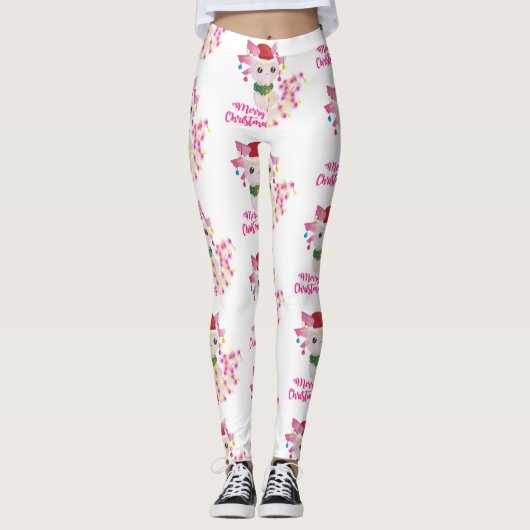 santa merry kerst axolotl leggings (Voorkant)