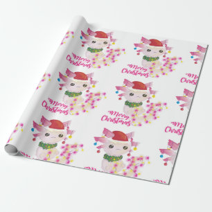 santa merry kerst axolotl santa cadeaupapier