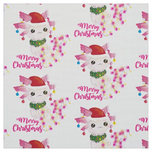 santa merry kerst axolotl stof (Swatch)