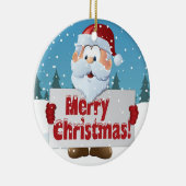Santa Merry-kerstinzending in sneeuw Keramisch Ornament (Rechts)