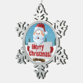 Santa Merry-kerstinzending in sneeuw Tin Sneeuwvlok Ornament (Rechts)
