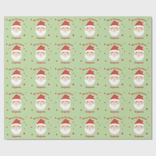 Santa Merry Kerstmis - Persoonlijke naam Cadeaupapier (Vlak)