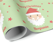 Santa Merry Kerstmis - Persoonlijke naam Cadeaupapier (Rol Hoek)