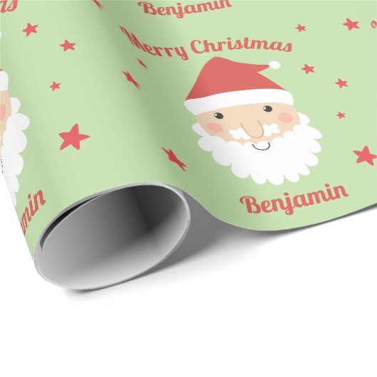 Santa Merry Kerstmis - Persoonlijke naam Cadeaupapier (Rol Hoek)
