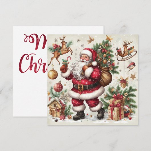 Santa Merry-kerstWenskaart Feestdagenkaart (Voorkant / Achterkant)