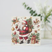 Santa Merry-kerstWenskaart Feestdagenkaart (Staand voorkant)