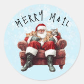 Santa Merry Mail Christmas Ronde Sticker (Voorkant)