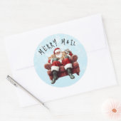 Santa Merry Mail Christmas Ronde Sticker (Envelop)