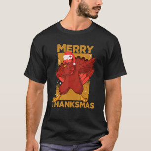 Santa Merry Thanksmas Kerstmis Thanksgivin Turkije T-shirt