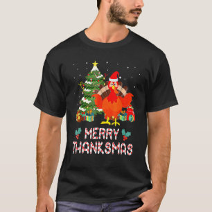 Santa Merry Thanksmas Kerstmis Thanksgivin Turkije T-shirt