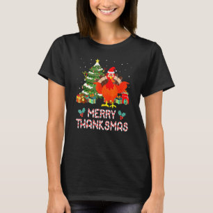 Santa Merry Thanksmas Kerstmis Thanksgivin Turkije T-shirt