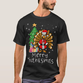 Santa Merry Thanksmas Kerstmis Thanksgivin Turkije T-shirt