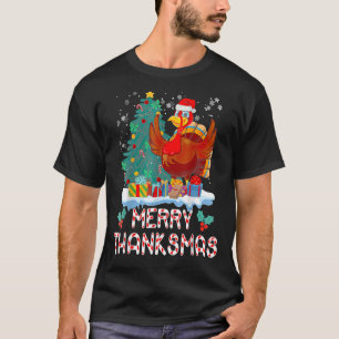 Santa Merry Thanksmas Kerstmis Thanksgivin Turkije T-shirt