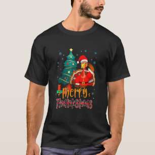 Santa Merry Thanksmas Kerstmis Thanksgivin Turkije T-shirt