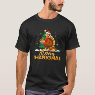 Santa Merry Thanksmas Kerstmis Thanksgivin Turkije T-shirt