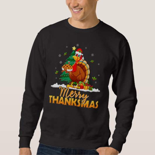Santa Merry Thanksmas Kerstmis Thanksgivin Turkije Trui (Voorkant)