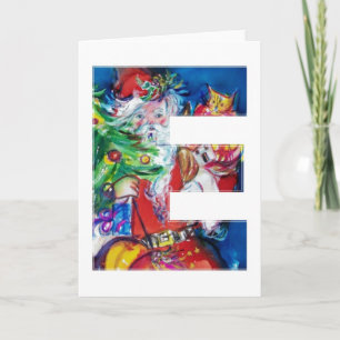 SANTA MET BALLOONS EN CHRISTMAS TREE MONOGRAM FEESTDAGEN KAART