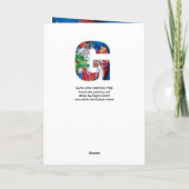 SANTA MET BALLOONS EN CHRISTMAS TREE MONOGRAM FEESTDAGEN KAART (Achterkant)