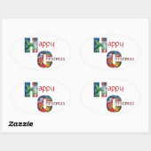 SANTA MET BALLOONS EN CHRISTMAS TREE MONOGRAM OVALE STICKER (Vel)