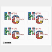 SANTA MET BALLOONS EN CHRISTMAS TREE MONOGRAM RECHTHOEKIGE STICKER (Vel)