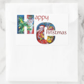 SANTA MET BALLOONS EN CHRISTMAS TREE MONOGRAM RECHTHOEKIGE STICKER (Tas)