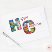 SANTA MET BALLOONS EN CHRISTMAS TREE MONOGRAM RECHTHOEKIGE STICKER (Envelop)