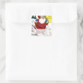 Santa met Candy Cane ski's  cadeau Label (Tas)