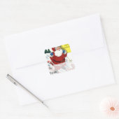 Santa met Candy Cane ski's  cadeau Label (Envelop)