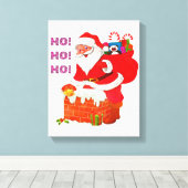 SANTA MET CHRISTMAS PRESENTS, HO! HO! HO! CANVAS AFDRUK (Insitu (Houten vloer))