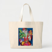 SANTA MET CHRISTMAS TREE EN GIFTS GROTE TOTE BAG (Voorkant)