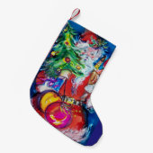 SANTA MET CHRISTMAS TREE EN GIFTS KLEINE KERSTSOK (Voorkant (Hangend))