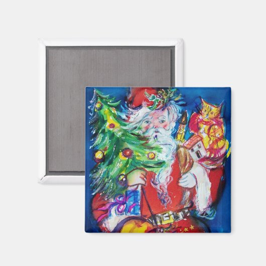 SANTA MET CHRISTMAS TREE EN GIFTS MAGNEET (Voorkant / Achterkant)