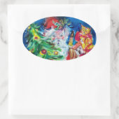 SANTA MET CHRISTMAS TREE EN GIFTS OVALE STICKER (Tas)