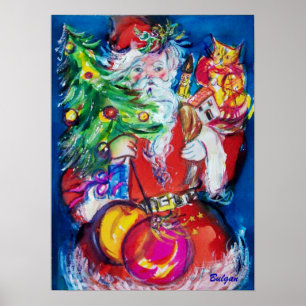 SANTA MET CHRISTMAS TREE EN GIFTS POSTER