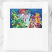 SANTA MET CHRISTMAS TREE EN GIFTS RECHTHOEKIGE STICKER (Tas)