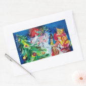 SANTA MET CHRISTMAS TREE EN GIFTS RECHTHOEKIGE STICKER (Envelop)
