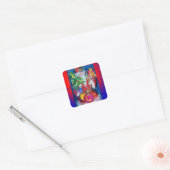 SANTA MET CHRISTMAS TREE EN GIFTS VIERKANTE STICKER (Envelop)