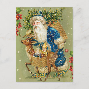 SANTA MET DEER EN CHRISTMAS GIFTEN IN WINTERSNEEUW BRIEFKAART