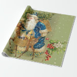 SANTA MET DEER EN CHRISTMAS GIFTEN IN WINTERSNEEUW CADEAUPAPIER<br><div class="desc">Kerstman met kerstboom en hert in de winter van Snowy .</div>