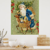 SANTA MET DEER EN CHRISTMAS GIFTEN IN WINTERSNEEUW POSTER (Keuken)