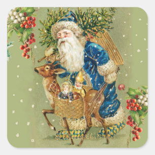 SANTA MET DEER EN CHRISTMAS GIFTEN IN WINTERSNEEUW VIERKANTE STICKER