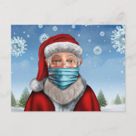 Santa met Face Mask Briefkaart