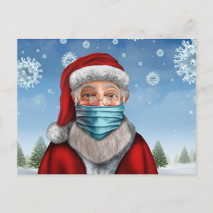Santa met Face Mask Briefkaart