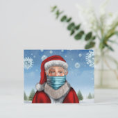 Santa met Face Mask Briefkaart (Staand voorkant)