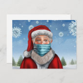 Santa met Face Mask Briefkaart (Voorkant / Achterkant)