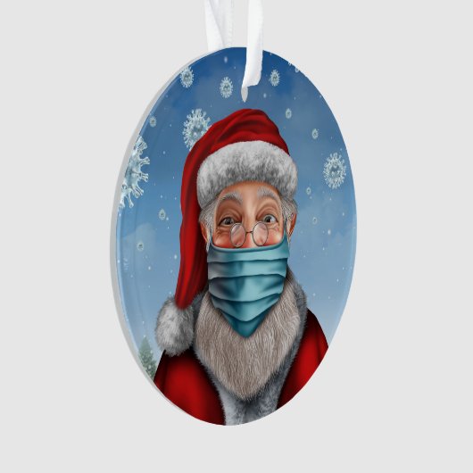 Santa met Face Mask Ornament (voorkant)