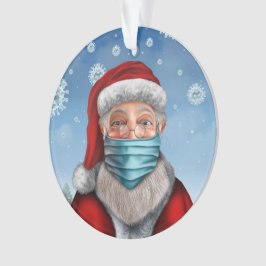 Santa met Face Mask Ornament