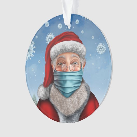 Santa met Face Mask Ornament (voorkant)