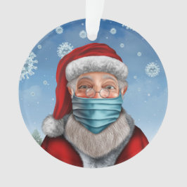 Santa met Face Mask Ornament