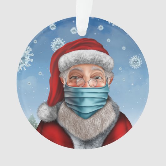 Santa met Face Mask Ornament (voorkant)